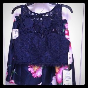 NWT Sequin Hearts 2 pc. Lace Halter/Skirt